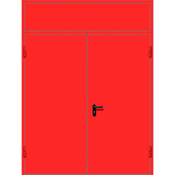 Двупольная противопожарная дверь с фрамугой  ДПМ 17