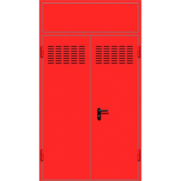 Двупольная противопожарная дверь с фрамугой с вентиляцией   ДПМ 18