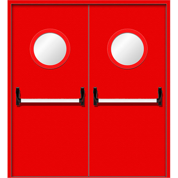 Двупольная противопожарная дверь с антипаникой и вентиляцией  ДПМ 26